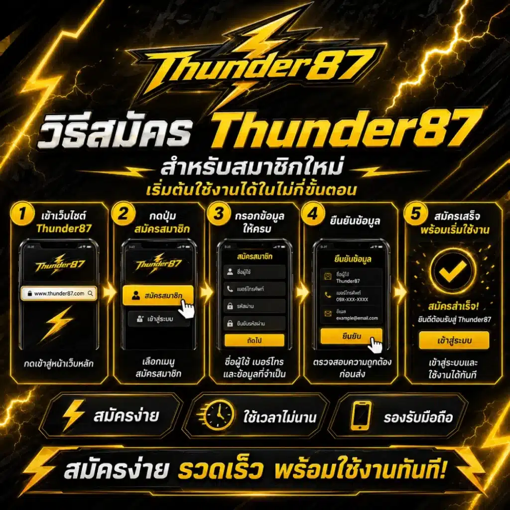 วิธีสมัคร Thunder87 สำหรับสมาชิกใหม่ เริ่มต้นใช้งานได้ในไม่กี่ขั้นตอน