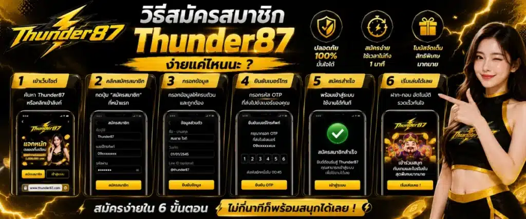 วิธีสมัครสมาชิก Thunder87 ง่ายแค่ไหนน